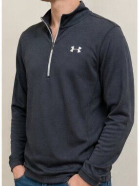 UNDER ARMOUR MENS HEATGEAR 1/4 ZIP PULLOVER -XXL - BLACK /GRAY